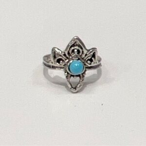 Vintage Like Faux Turquoise Stone color Silver plated Ring